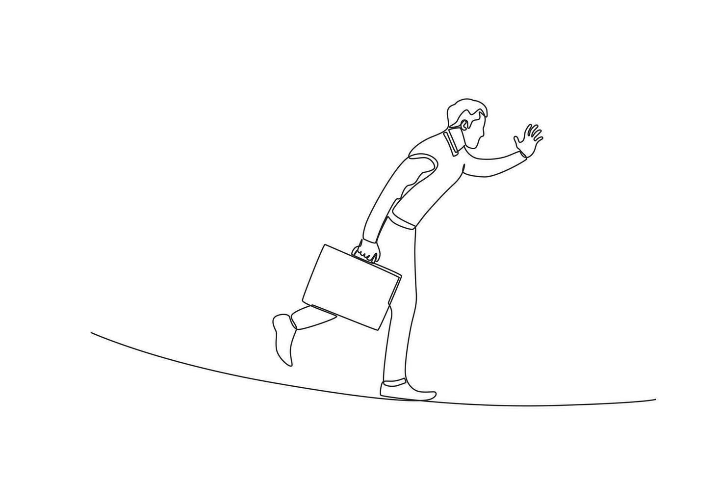 A business man walks a tightrope obstacle course vector