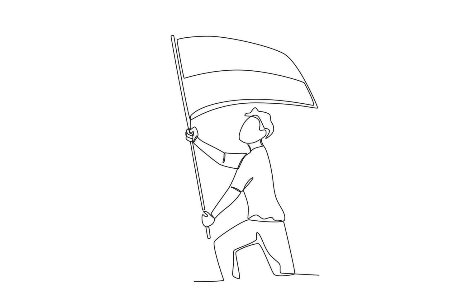 A man holds up a large flag vector
