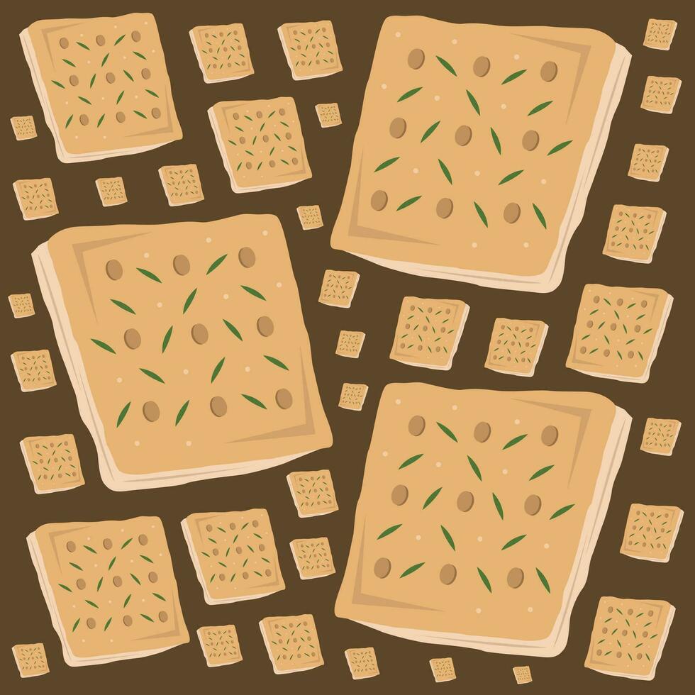 Italian focaccia bread vector illustration for graphic design and decorative element