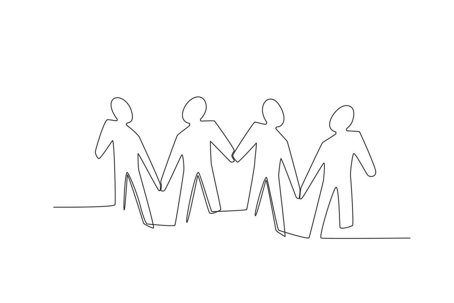 Four people stood holding hands vector