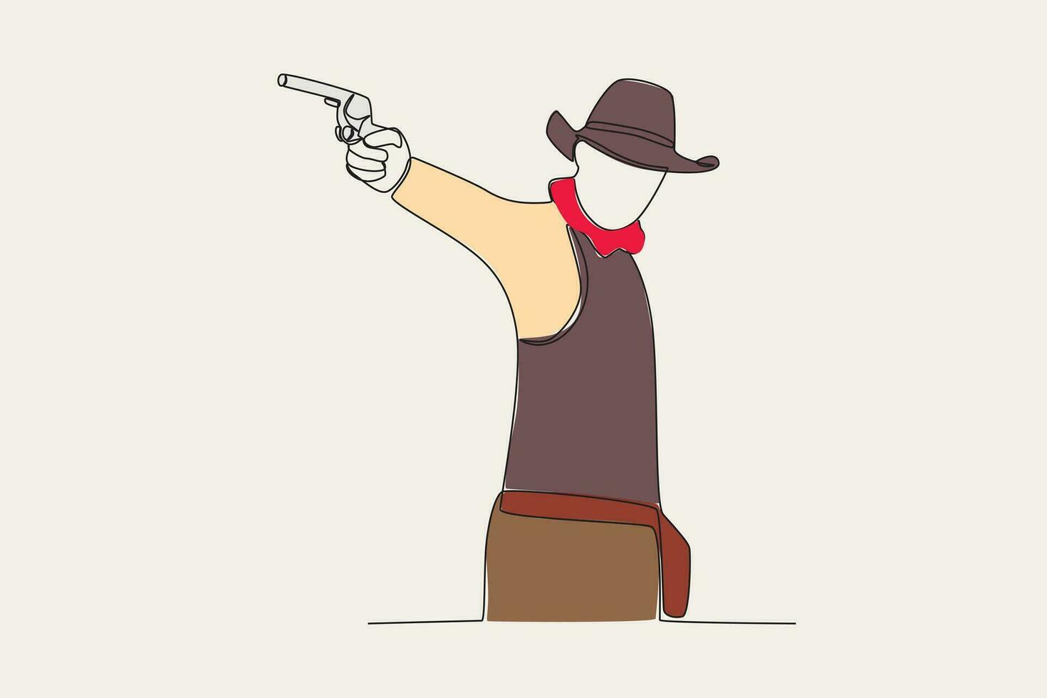 Color illustration of a cowboy firing his gun vector