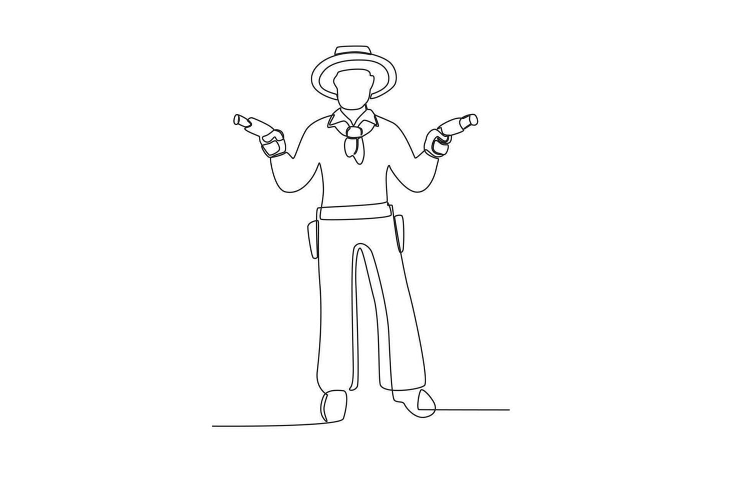 A cowboy with a gun in both hands vector