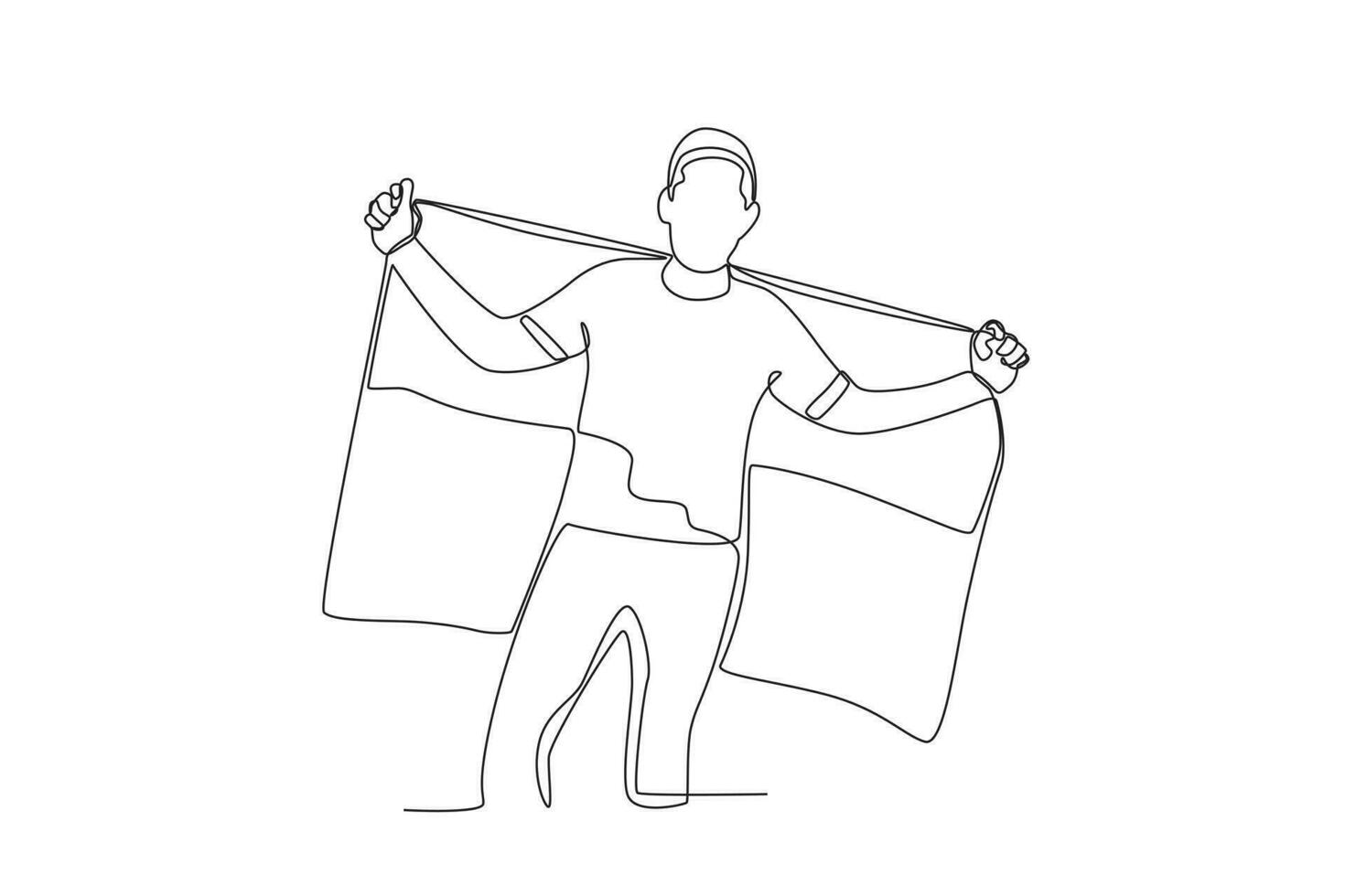A man wraps a flag around his body vector