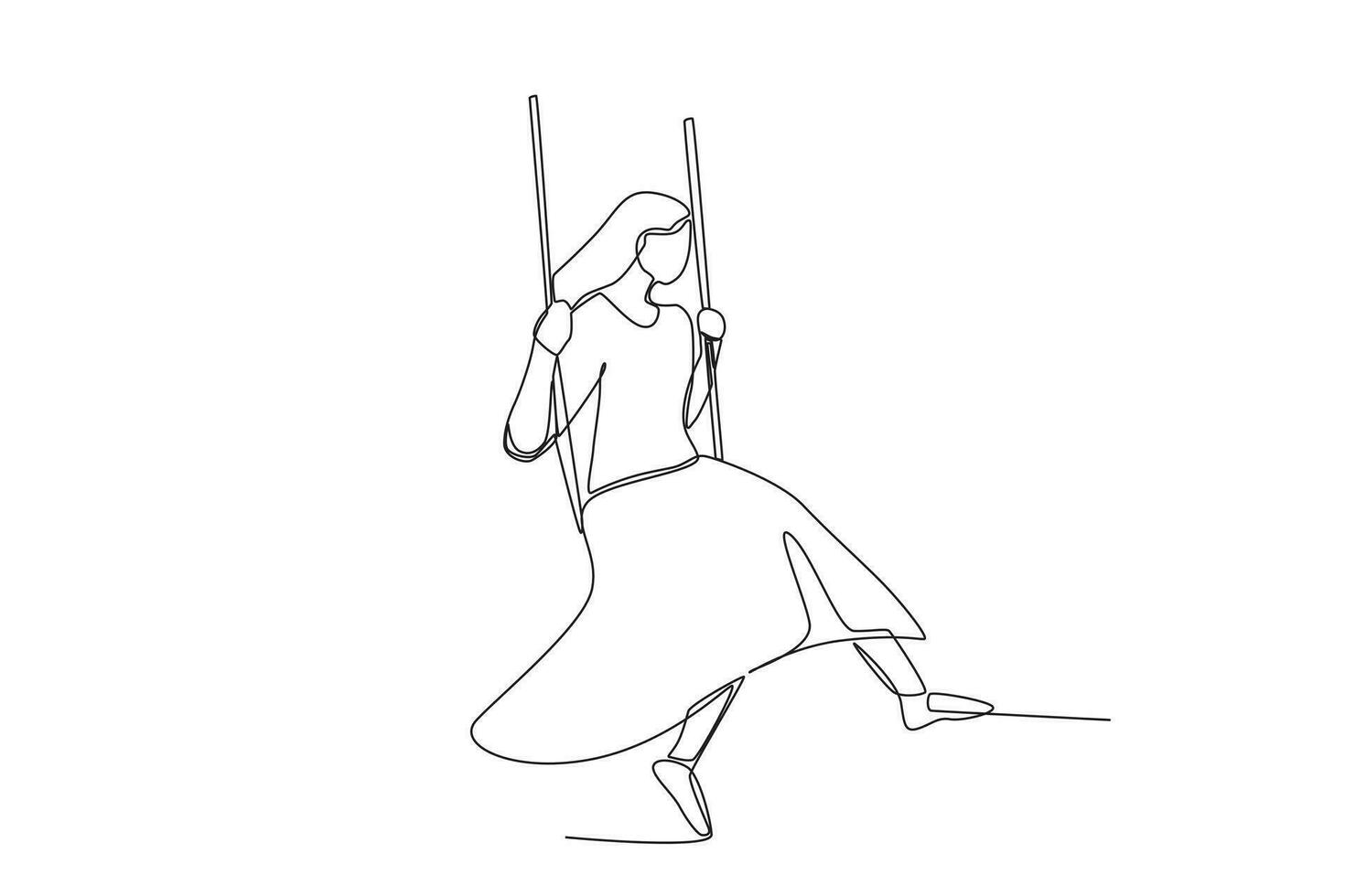 A woman swinging in the rain vector