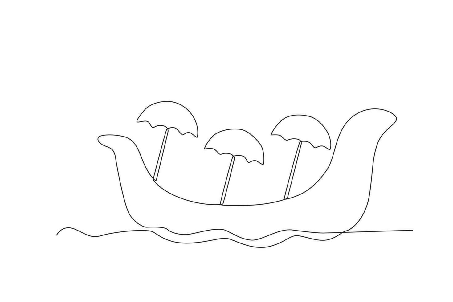 A boat sails with an umbrella on it vector