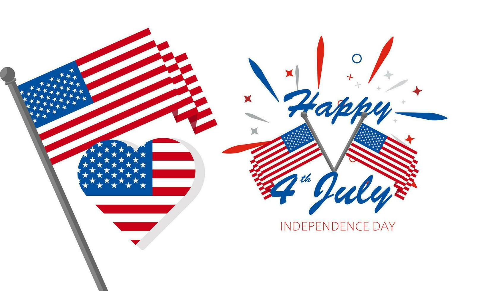 USA or United States of America independence day banner for 4th of July. Vector illustration