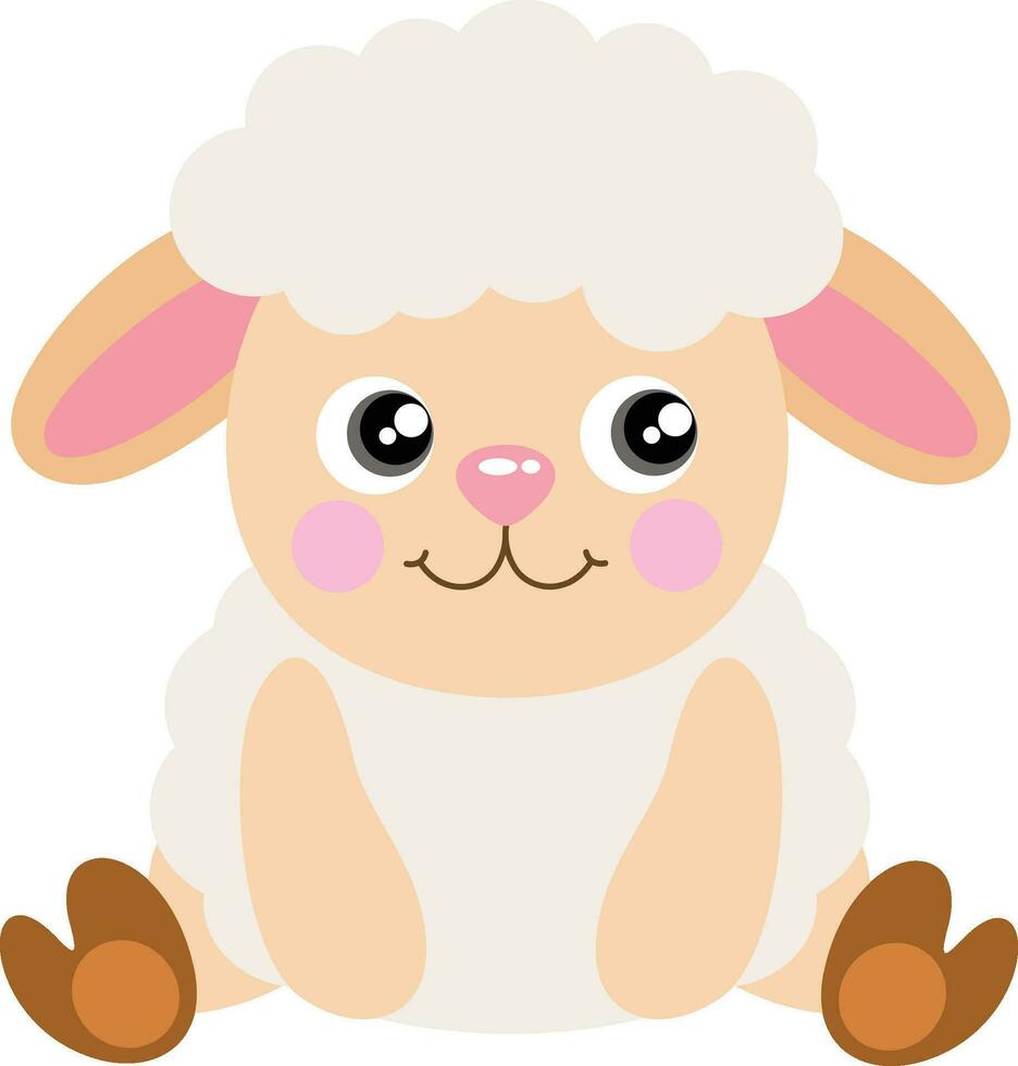 Cute sheep sitting isolated on white vector