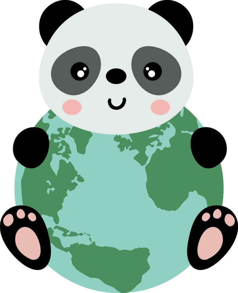 linda panda con un globo vector