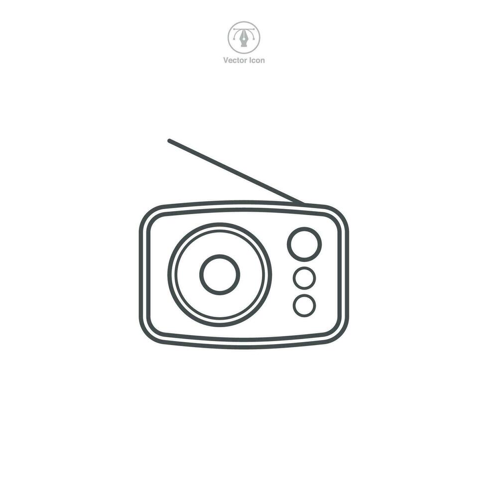 un vector ilustración de un radio icono, simbolizando transmisión, comunicación, o música. Perfecto para representando radio estaciones, noticias, o audio entretenimiento