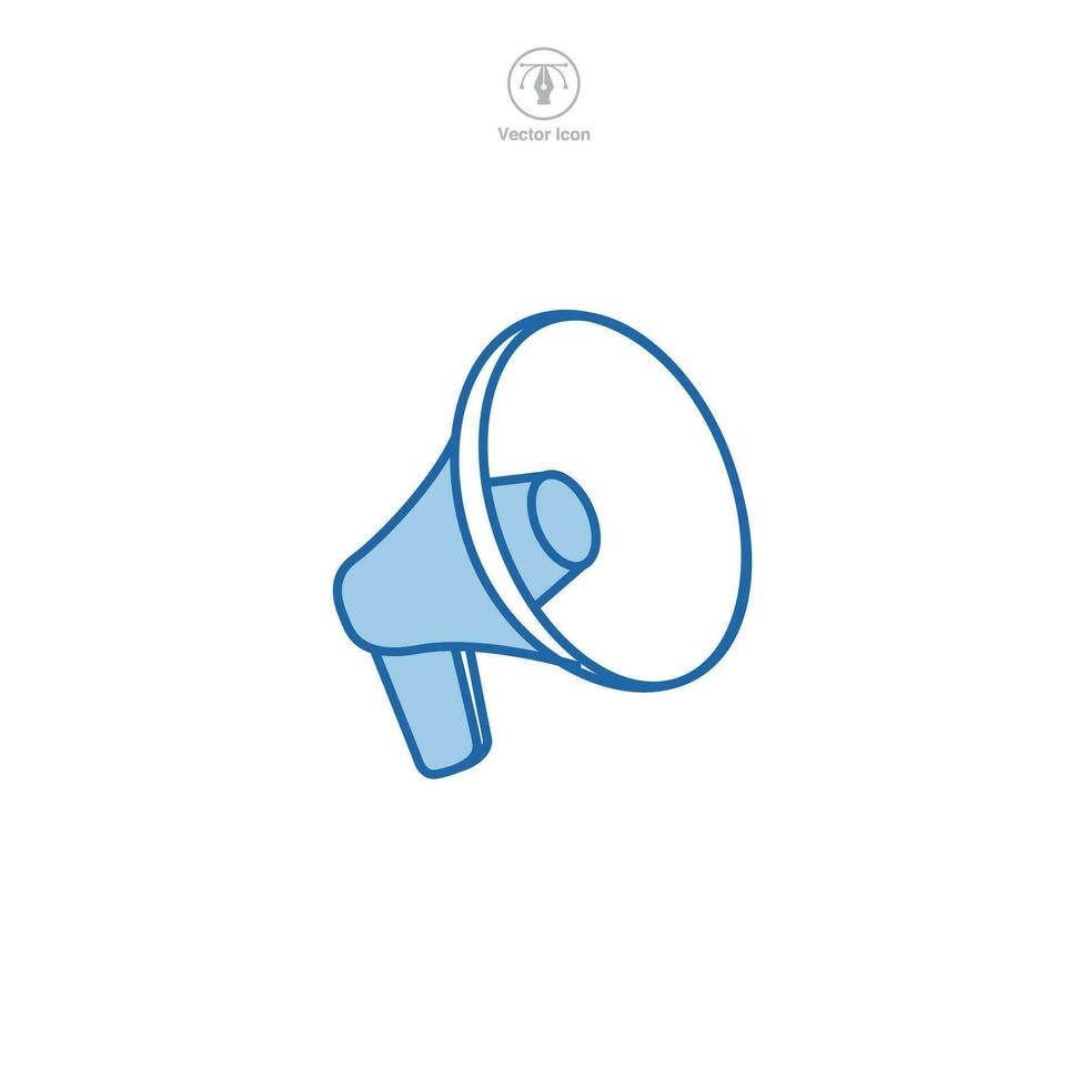 A vector illustration of a megaphone icon, symbolizing communication, broadcasting, or announcement. Ideal for designating alerts, promotions, or public speaking