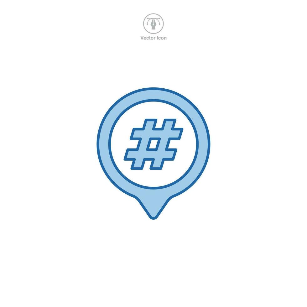 Hashtag icon vector representation emphasizing social media interaction, trending topics, and online tagging, perfect for digital communication platforms