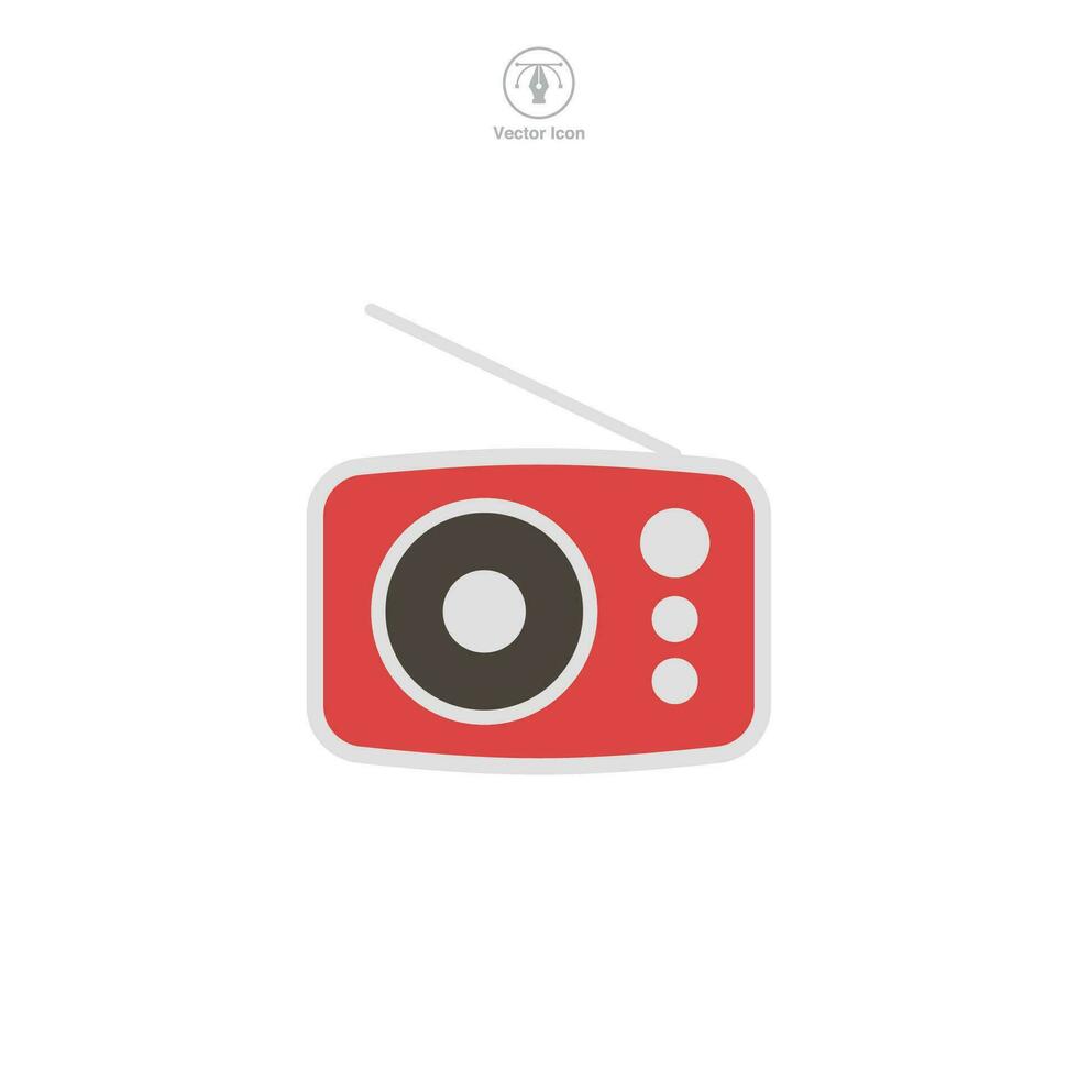 un vector ilustración de un radio icono, simbolizando transmisión, comunicación, o música. Perfecto para representando radio estaciones, noticias, o audio entretenimiento