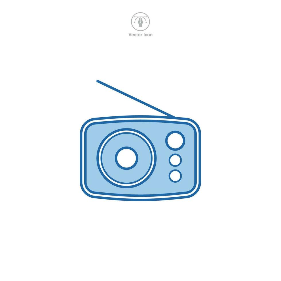 un vector ilustración de un radio icono, simbolizando transmisión, comunicación, o música. Perfecto para representando radio estaciones, noticias, o audio entretenimiento