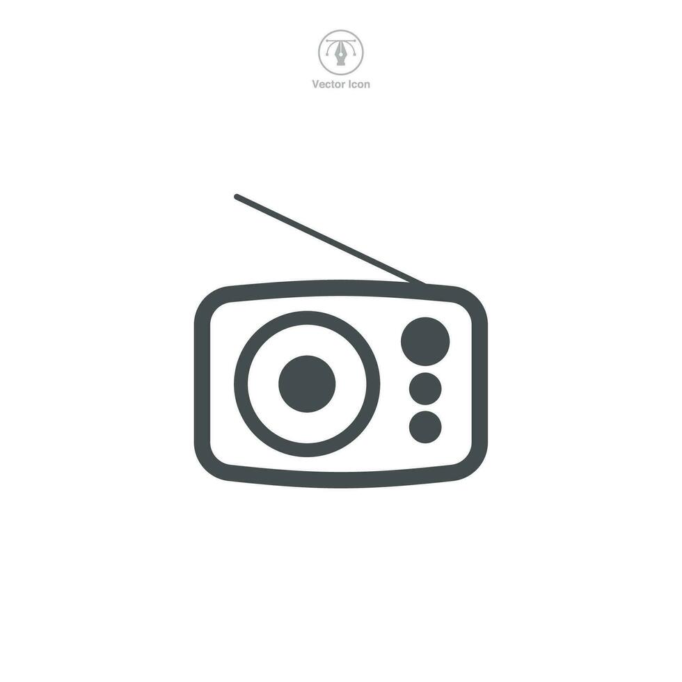 un vector ilustración de un radio icono, simbolizando transmisión, comunicación, o música. Perfecto para representando radio estaciones, noticias, o audio entretenimiento