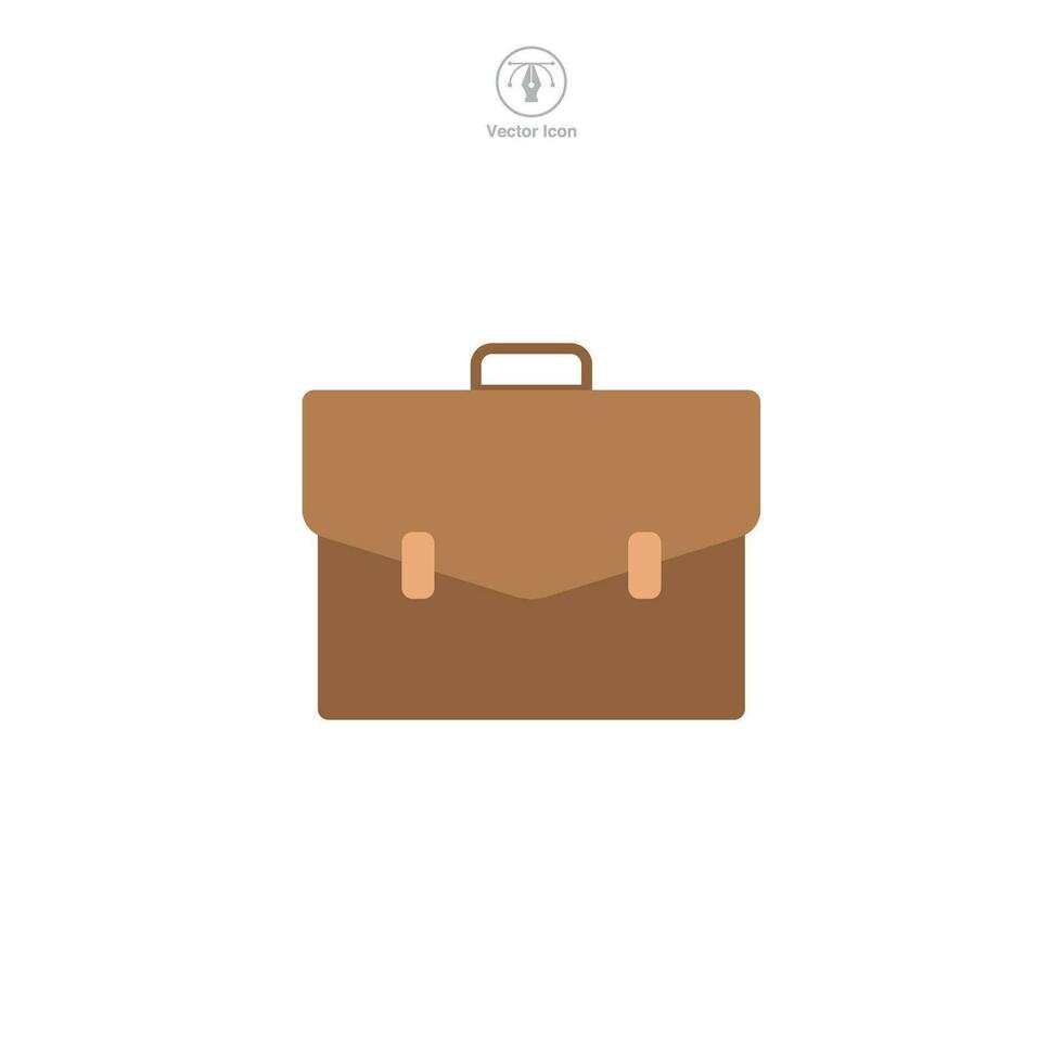 A briefcase icon vector illustration depicts a graphical representation of a professional's carry-on, typically used in digital interfaces and designs