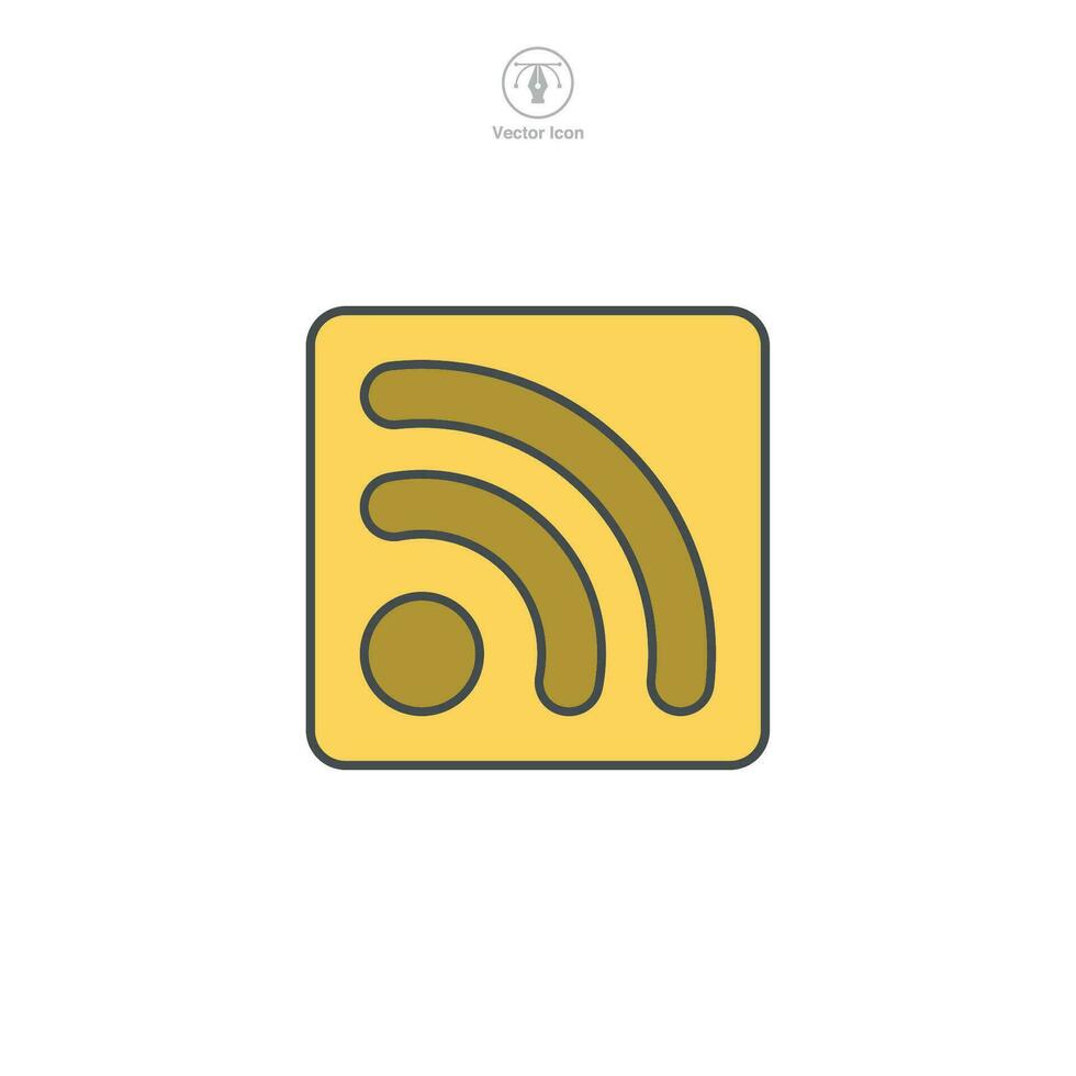 A vector illustration of an RSS Feed icon, signifying news, updates, or syndication. Ideal for web interfaces, blogs, or digital content distribution