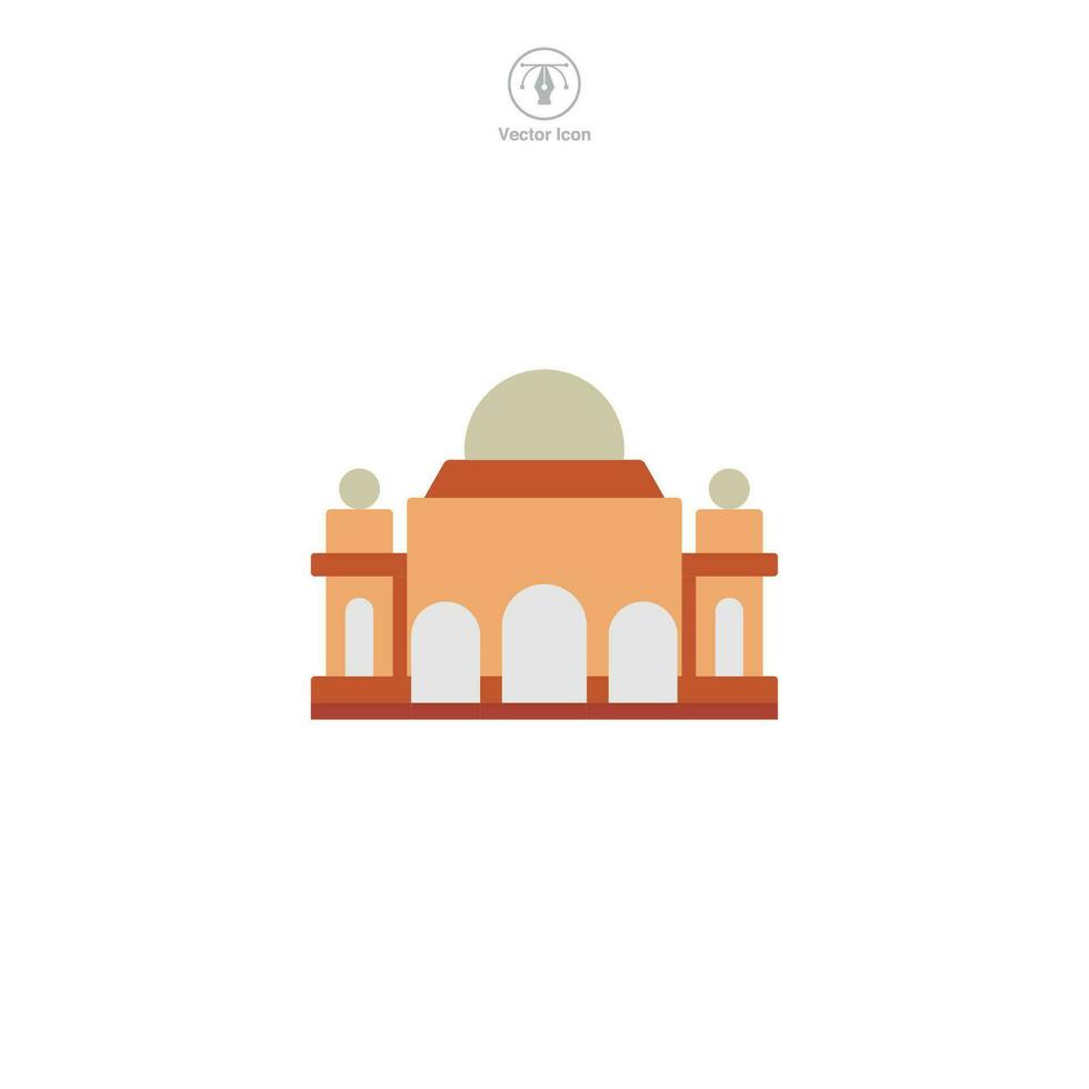 Temple icon vector illustrates a stylized place of worship, signifying religion, spirituality, prayer, faith, and diverse cultural traditions