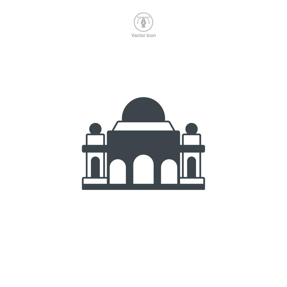 Temple icon vector illustrates a stylized place of worship, signifying religion, spirituality, prayer, faith, and diverse cultural traditions