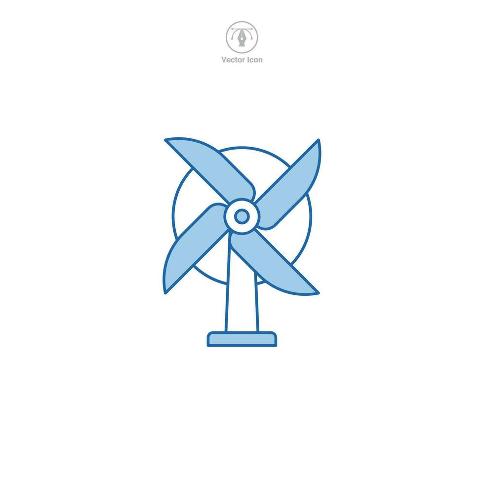 Wind Turbine icon vector illustrates a stylized power generator, symbolizing renewable energy, wind power, sustainability, ecology, and innovation