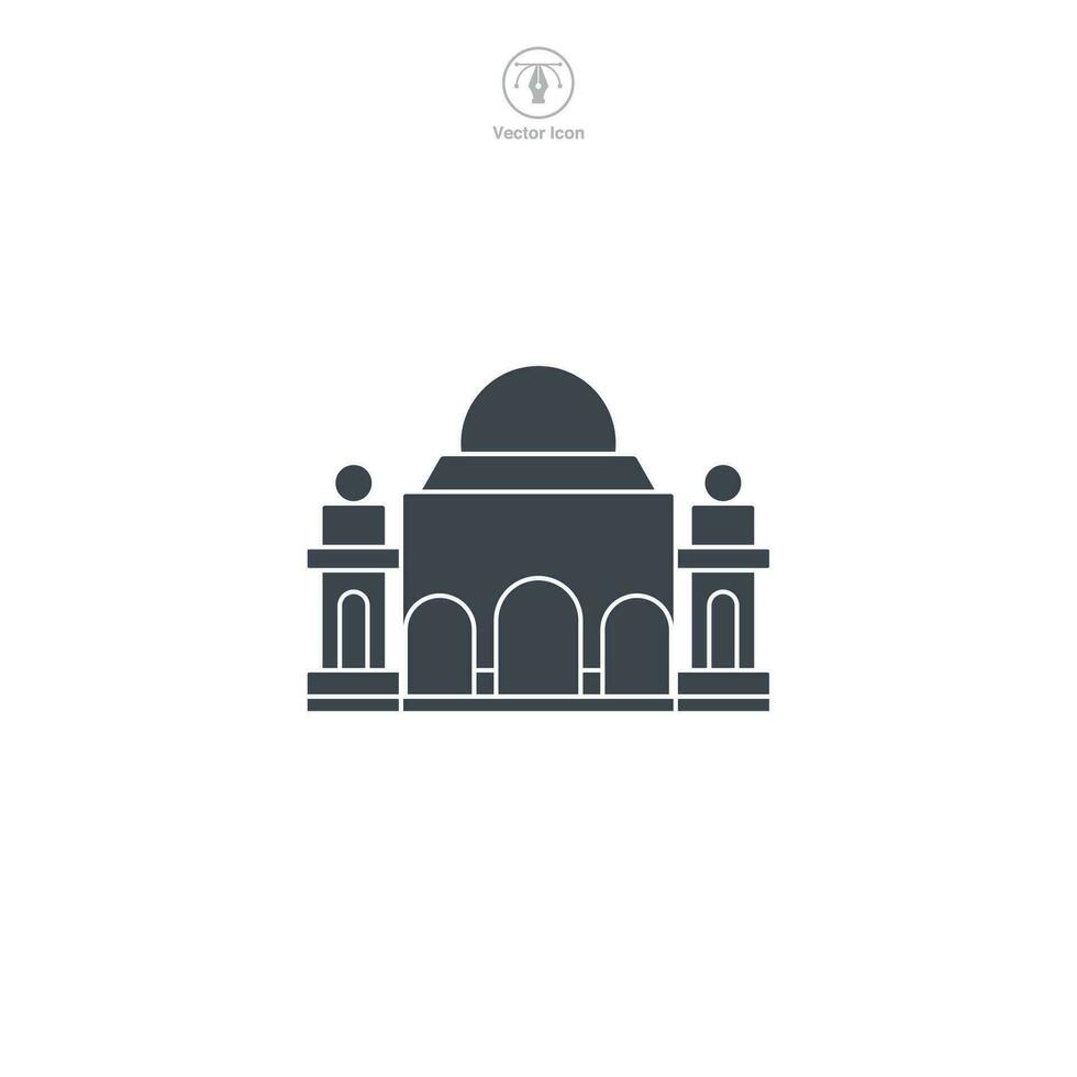 Temple icon vector illustrates a stylized place of worship, signifying religion, spirituality, prayer, faith, and diverse cultural traditions