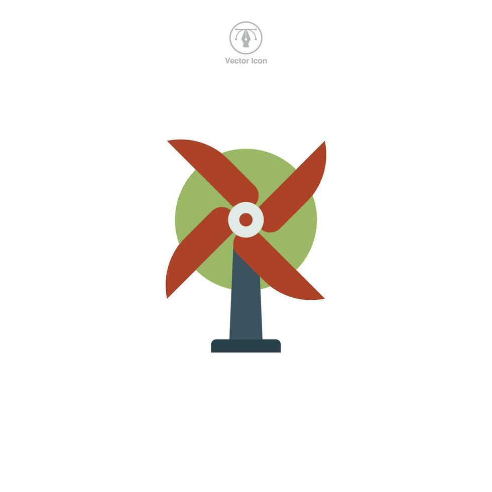 Wind Turbine icon vector illustrates a stylized power generator, symbolizing renewable energy, wind power, sustainability, ecology, and innovation