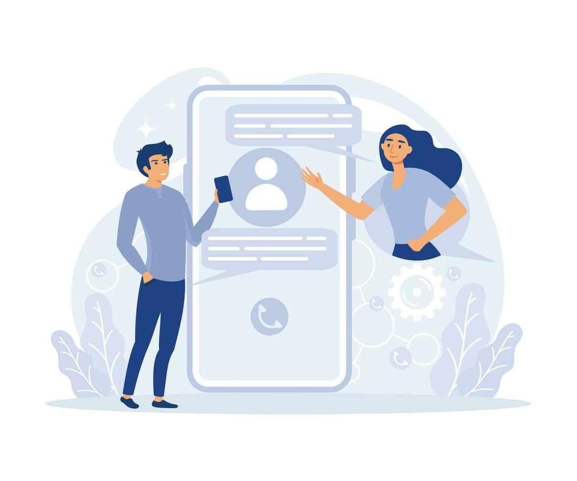 People use gadgets, Smartphones tablets user interface social media, flat vector modern illustration