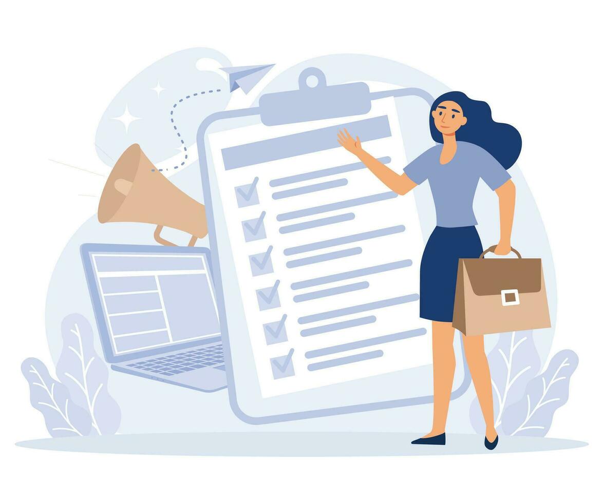 Enterprise strategy development concept,  Business Intelligence and business rule, big data analytics, application software, flat vector modern illustration