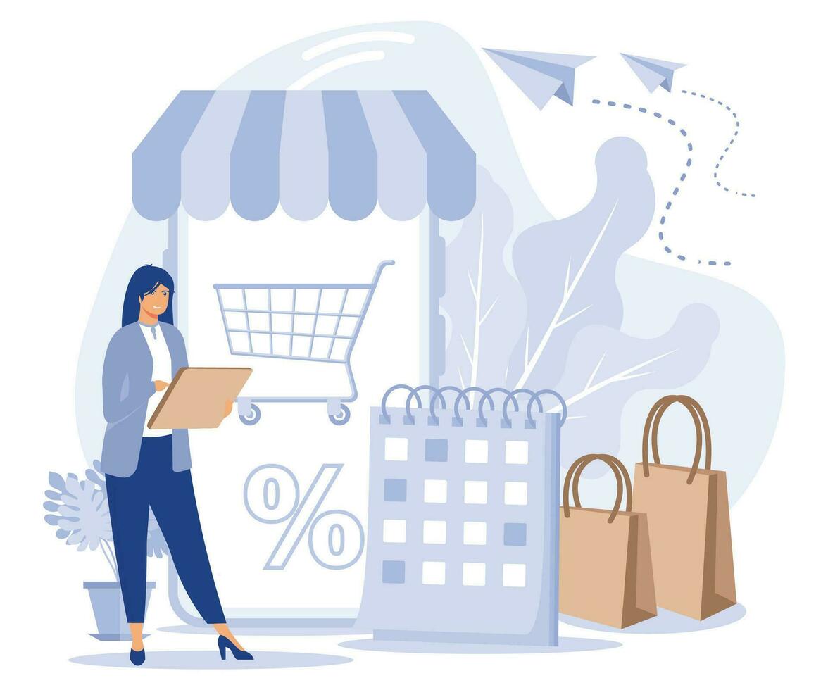 Bank service concept, deferment of payment,  payment terms, financial hardship, flat vector modern illustration