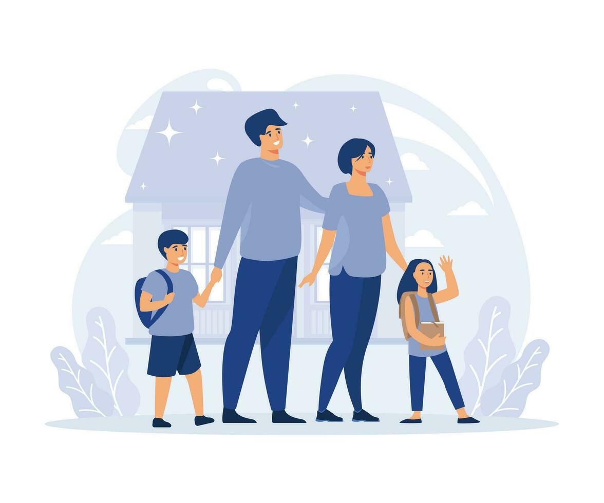 family and social issues  concept,family relationship, helping children, family problem, flat vector modern illustration