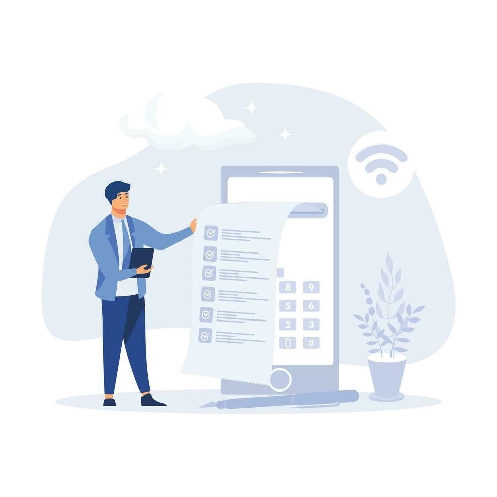 Budget bookkeeping. calculating invoices and other financial records. Finance management concept. flat vector modern illustration