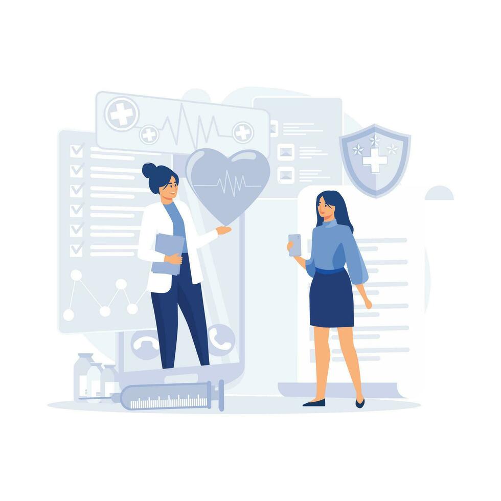 Online medical services, consultation and telemedicine concept, flat vector modern illustration