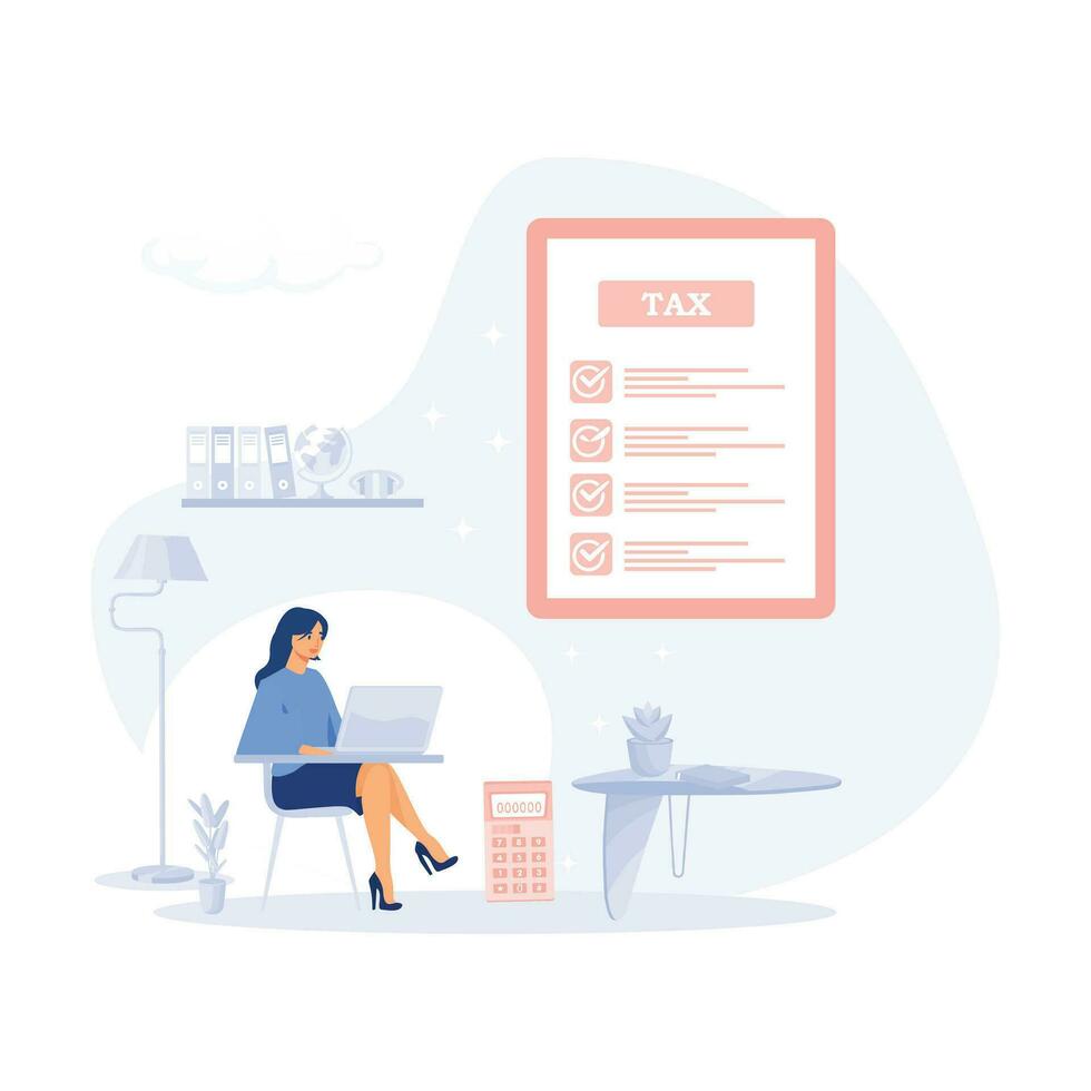 Tax preparation abstract. document preparation  payment planning, flat modern vector illustration