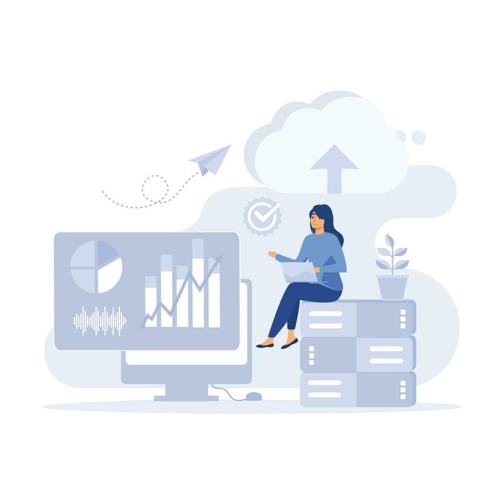 Big Data and Cloud Computing. Actionable data concept. flat modern vector illustration