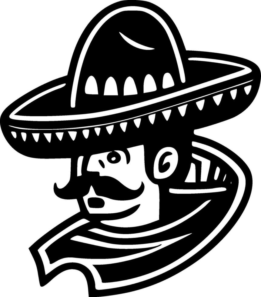 Mexican, Black and White Vector illustration