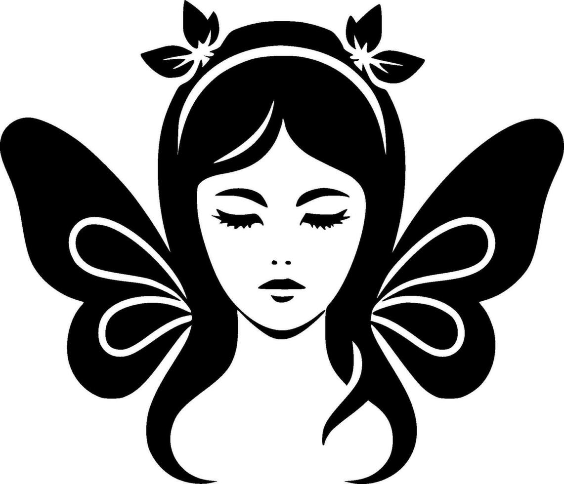 Fairy - Black and White Isolated Icon - Vector illustration