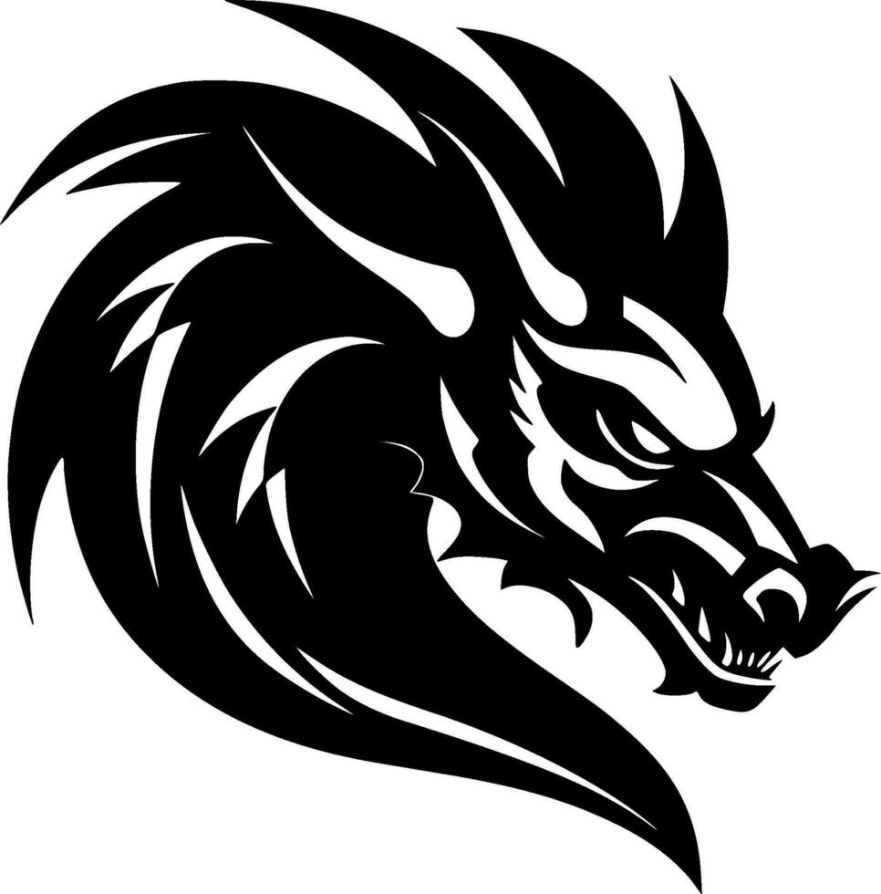 Dragon, Black and White Vector illustration