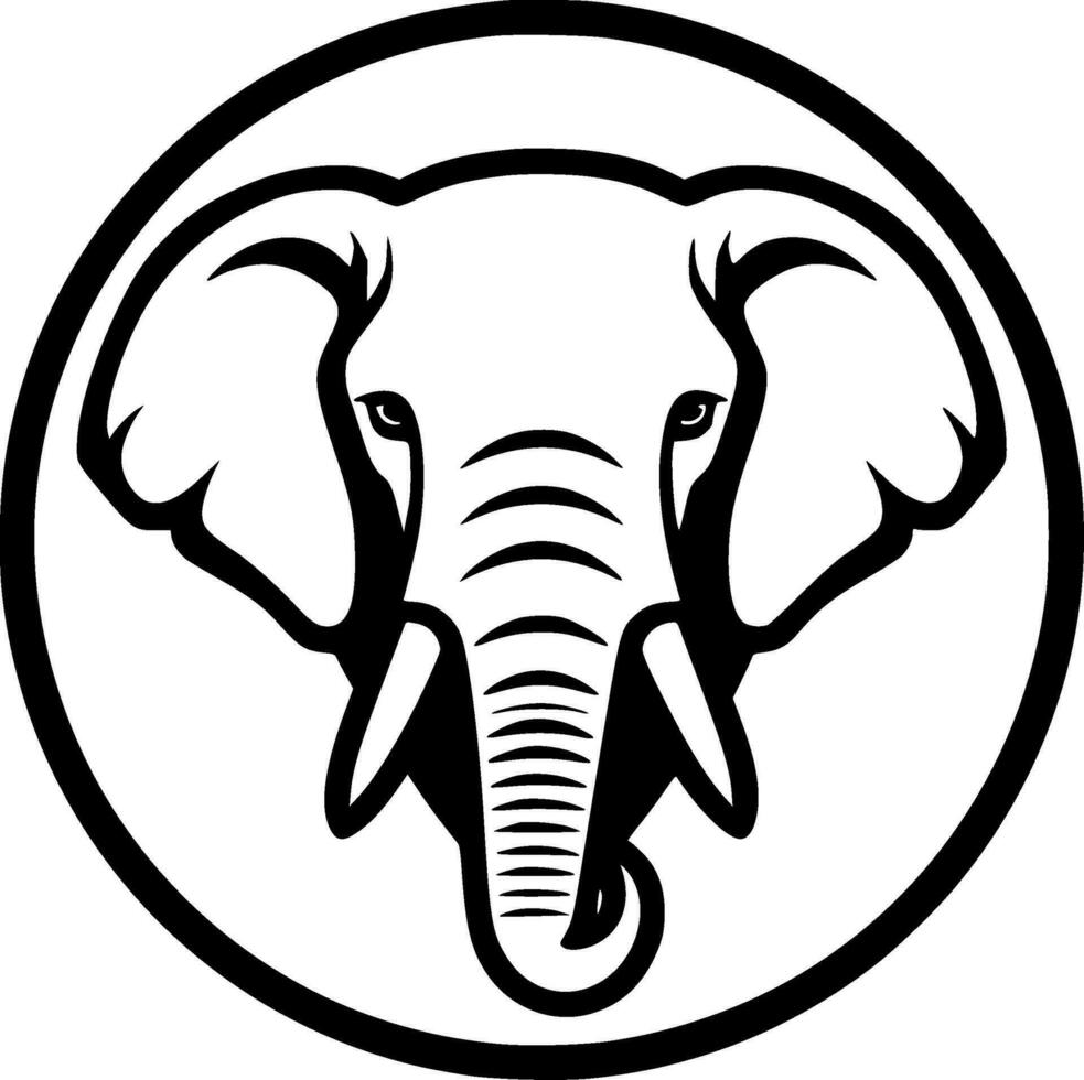 Elephant, Black and White Vector illustration