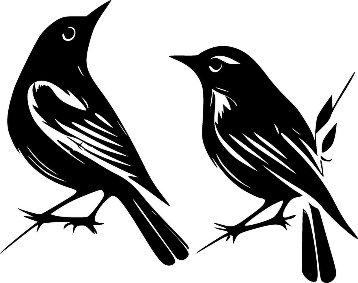 aves, negro y blanco vector ilustración