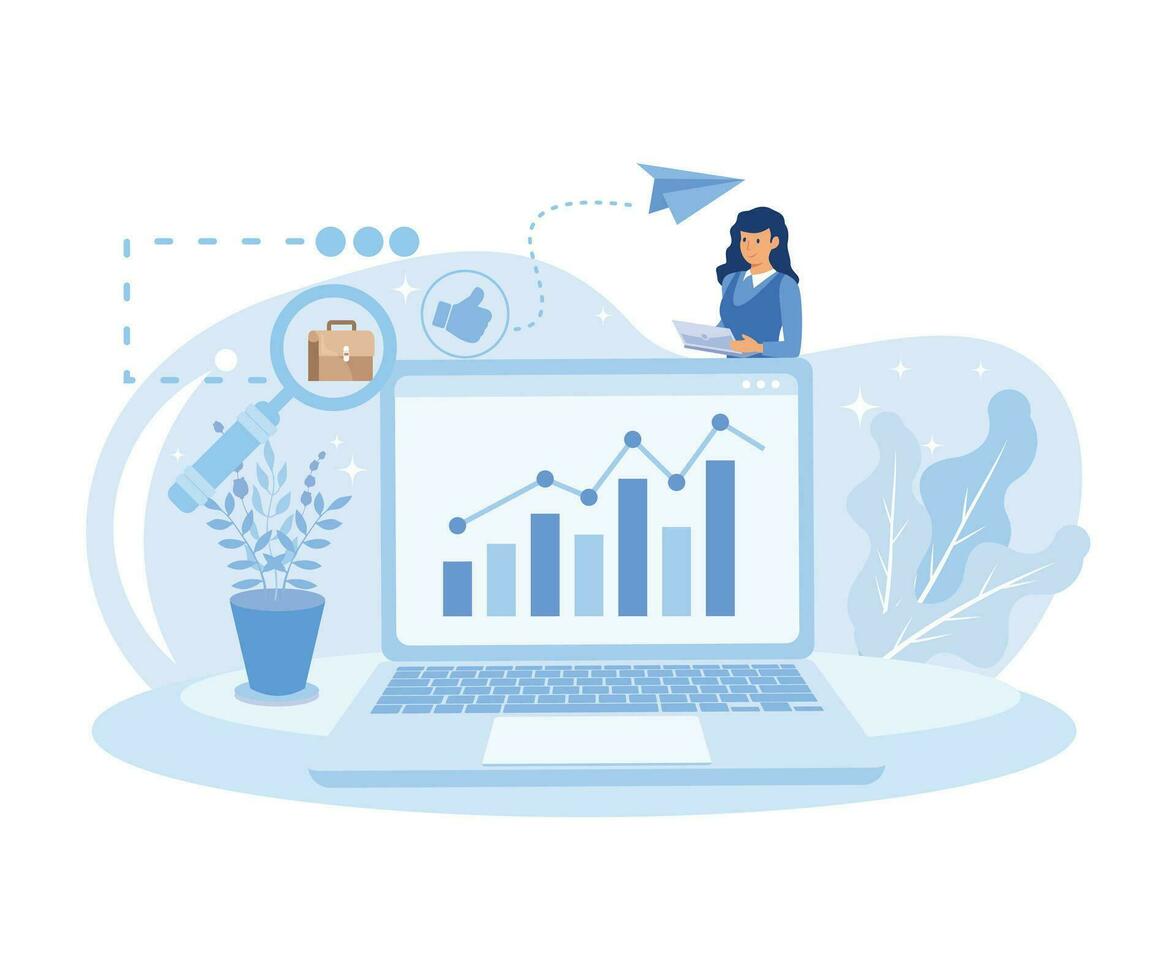 Business growth abstract concept vector illustration set.  Corporate website, entrepreneur self-promotion, sales plan flat vector modern illustration
