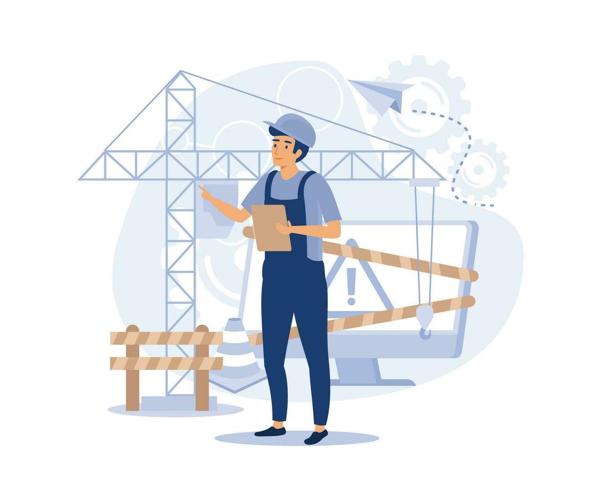 website maintenance, coding and programming, under maintenance, technology, software development, flat vector modern illustration