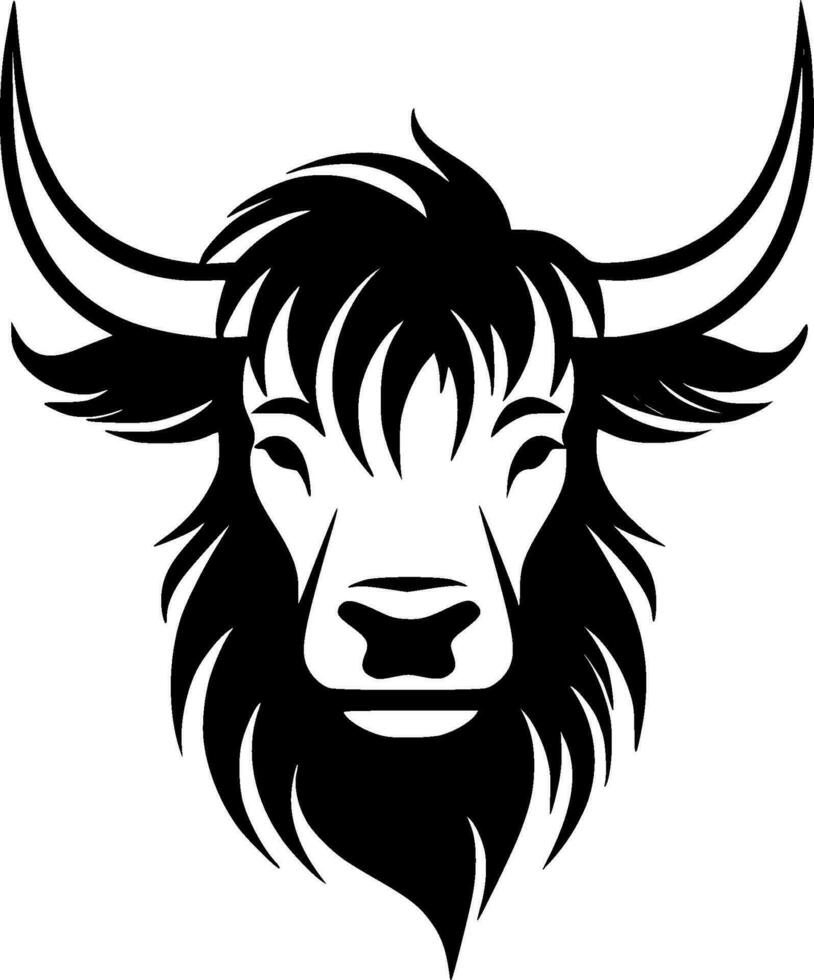 Highland Cow, Black and White Vector illustration