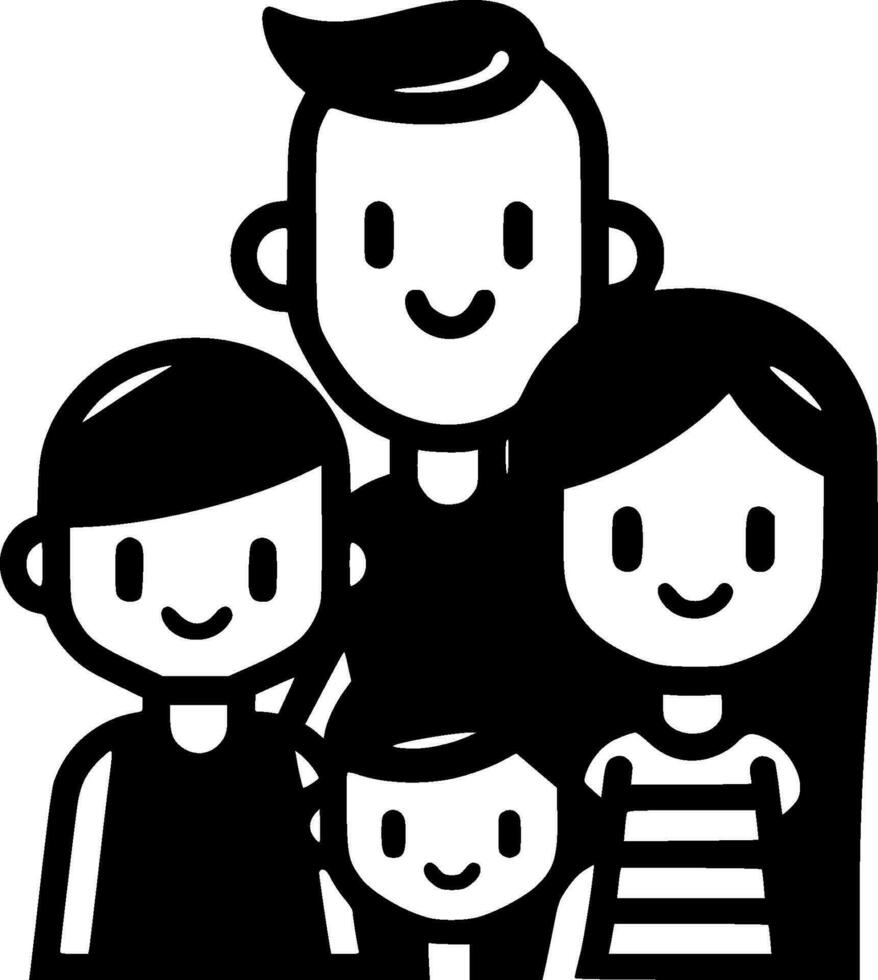 familia, negro y blanco vector ilustración