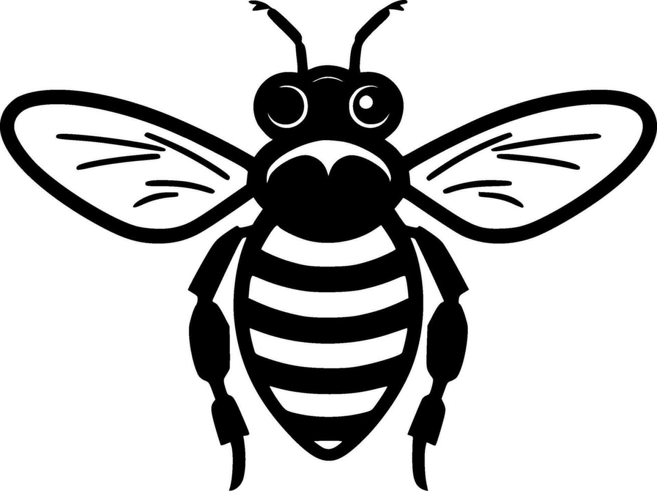 Bee, Black and White Vector illustration