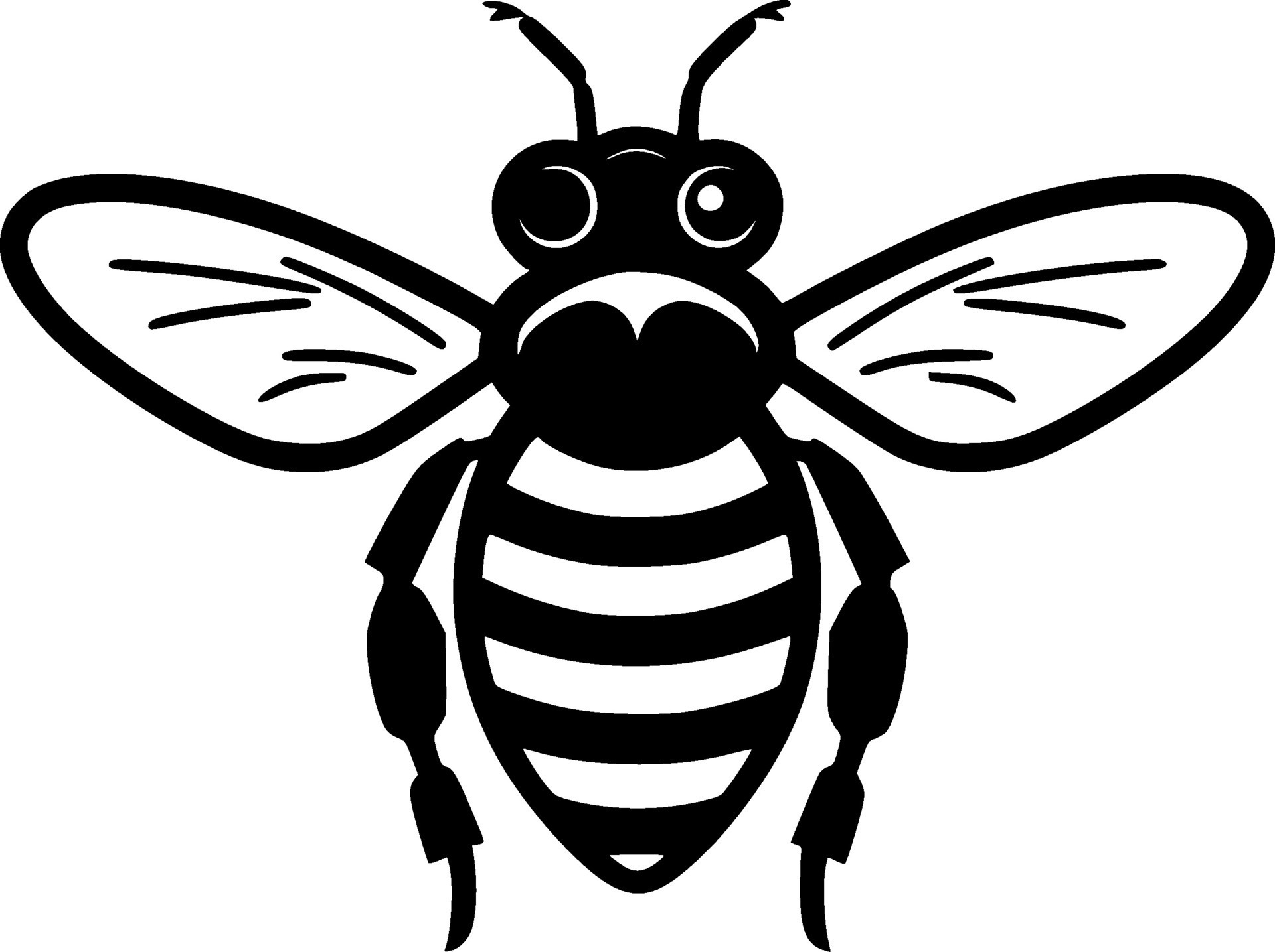 Bee, Black and White Vector illustration 25340562 Vector Art at Vecteezy