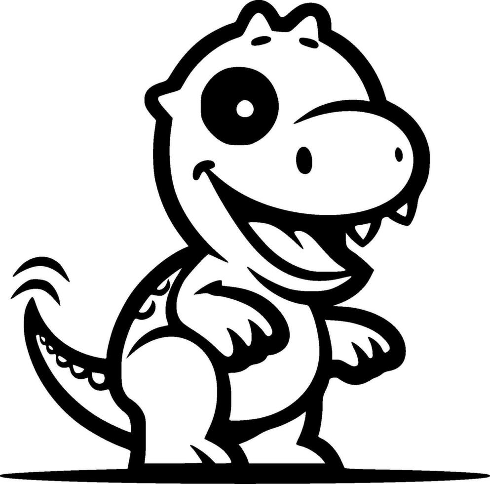 Dinosaur, Black and White Vector illustration