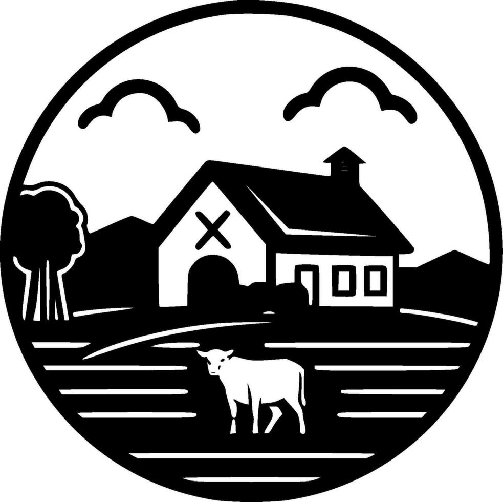 granja, negro y blanco vector ilustración
