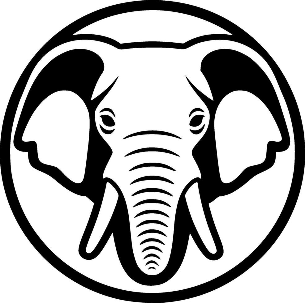 elefante - negro y blanco aislado icono - vector ilustración