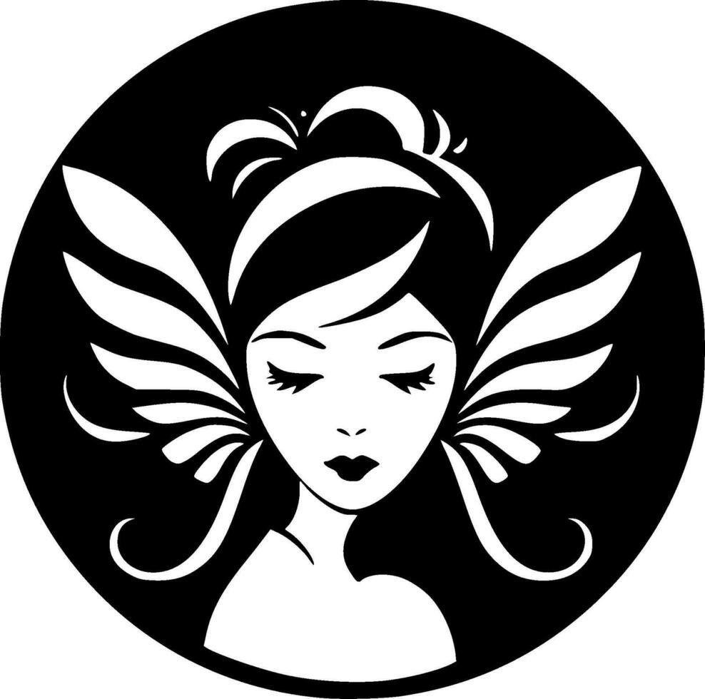 Fairy - Black and White Isolated Icon - Vector illustration