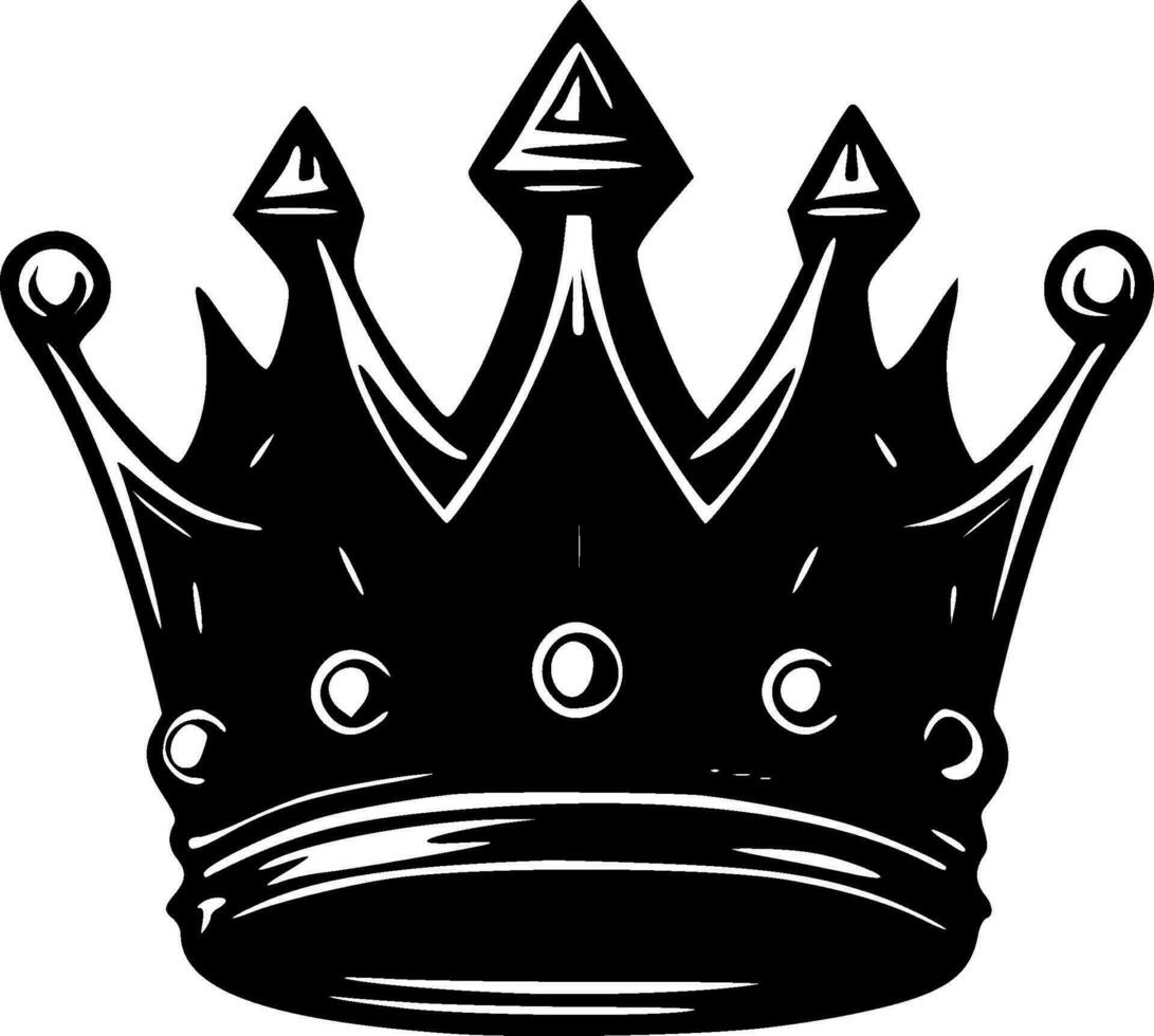 Crown, Black and White Vector illustration