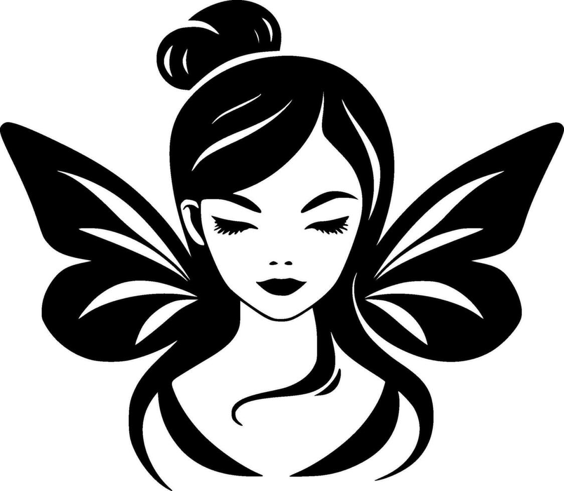 Fairy, Black and White Vector illustration